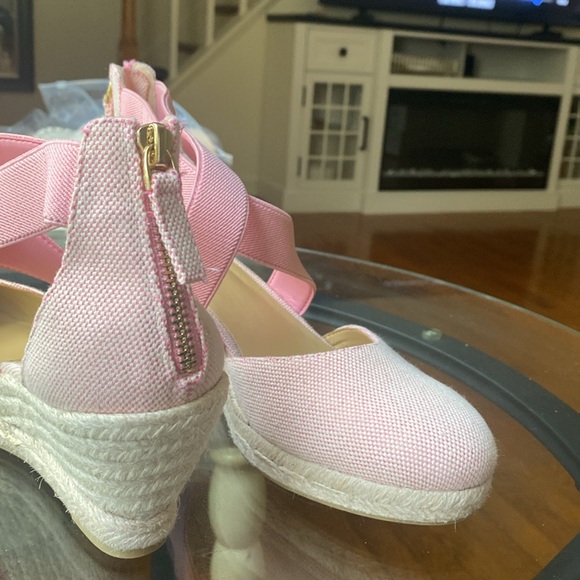 TALBOTS PINK LYNDSAY D'ORSAY ESPADRILLE WEDGES SANDALS SIZE 8.5 - Picture 9 of 17